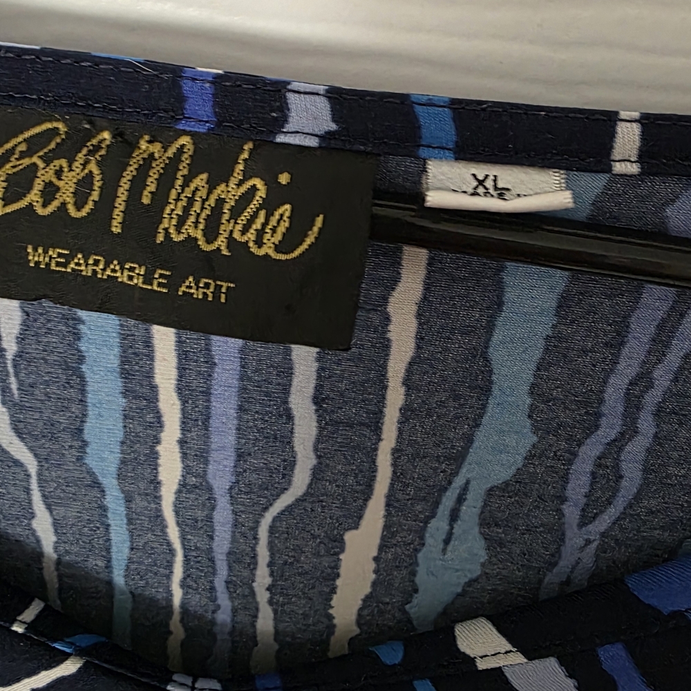Bob Mackie Blue and White Striped Top - Picture 2 of 3